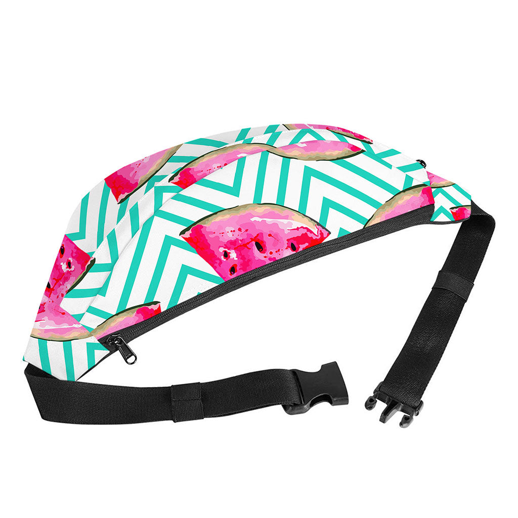 Teal Chevron Watermelon Pattern Print Fanny Pack