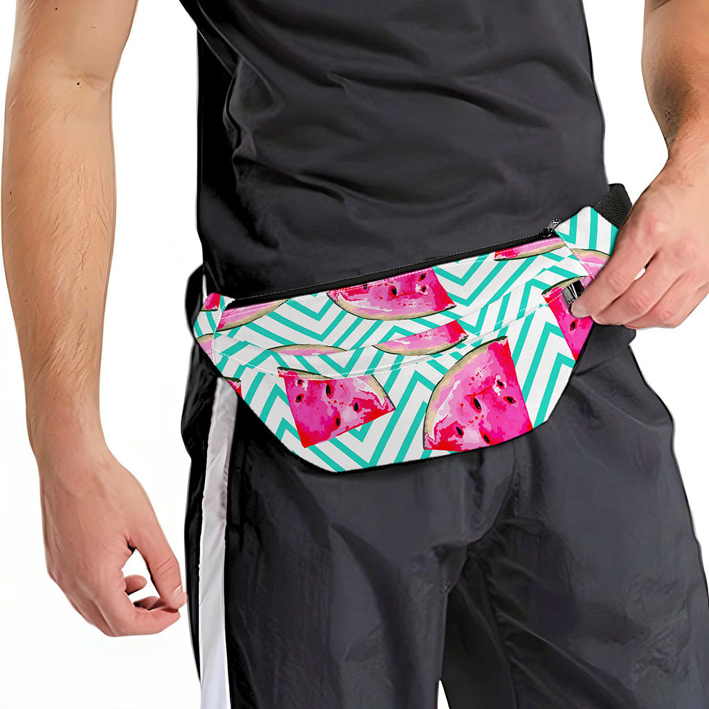 Teal Chevron Watermelon Pattern Print Fanny Pack