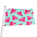 Teal Chevron Watermelon Pattern Print Flag