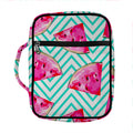 Teal Chevron Watermelon Pattern Print Front Pocket Bible Bag