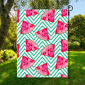 Teal Chevron Watermelon Pattern Print Garden Flag