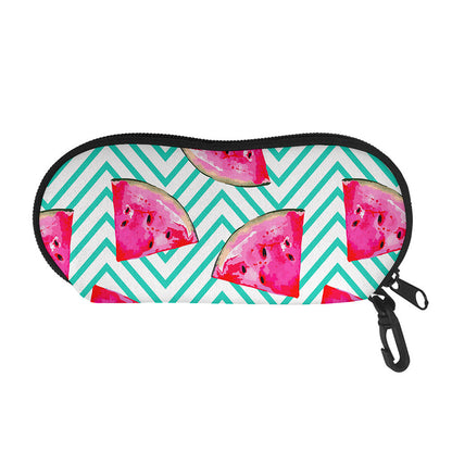 Teal Chevron Watermelon Pattern Print Glasses Case
