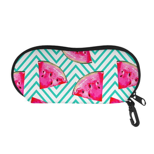 Teal Chevron Watermelon Pattern Print Glasses Case