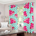 Teal Chevron Watermelon Pattern Print Grommet Curtains