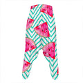 Teal Chevron Watermelon Pattern Print Hammer Pants