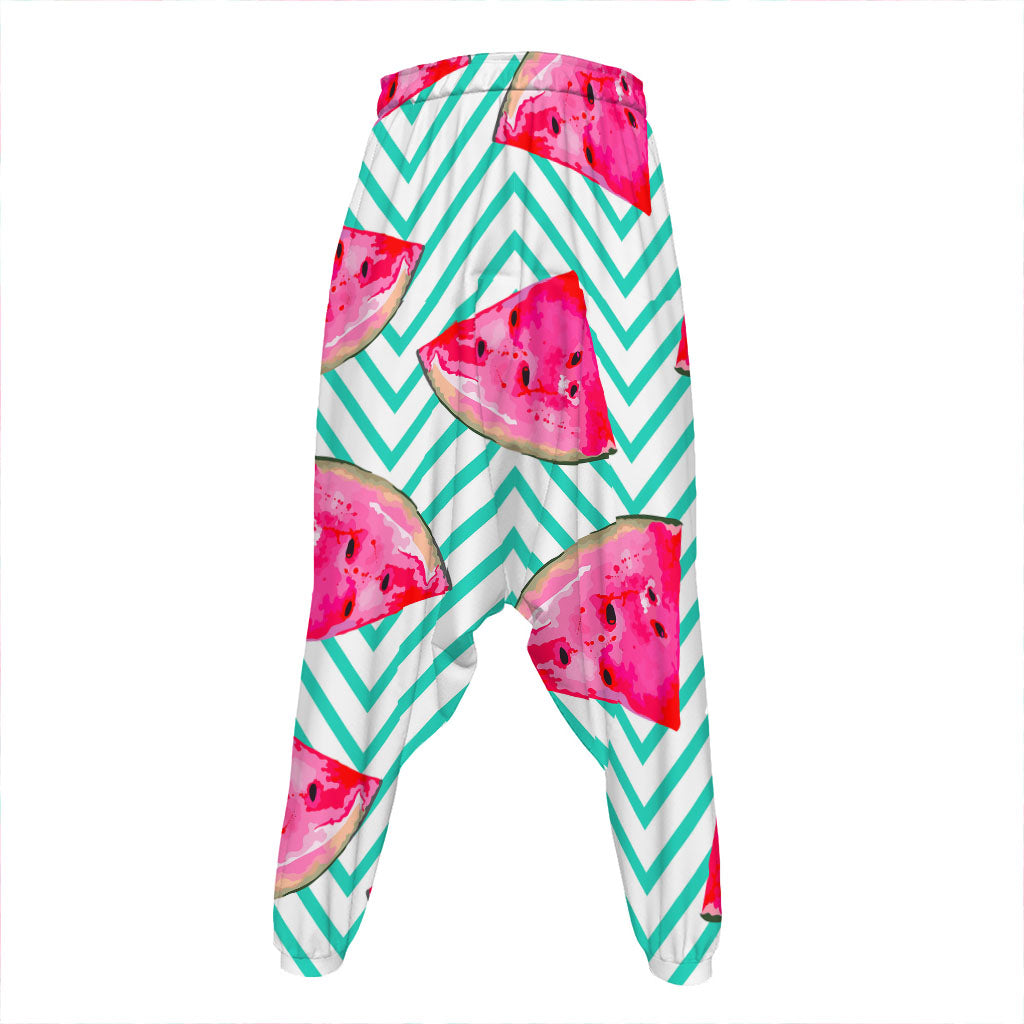 Teal Chevron Watermelon Pattern Print Hammer Pants