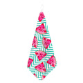Teal Chevron Watermelon Pattern Print Hand Towel