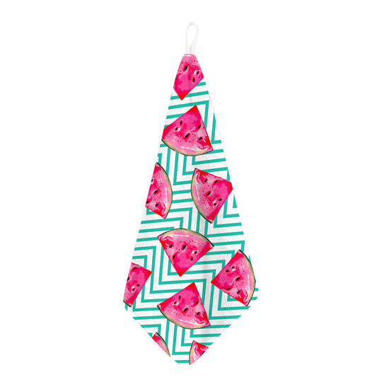Teal Chevron Watermelon Pattern Print Hand Towel