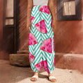 Teal Chevron Watermelon Pattern Print Harem Pants