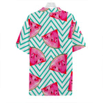 Teal Chevron Watermelon Pattern Print Hawaiian Shirt
