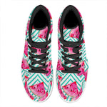 Teal Chevron Watermelon Pattern Print High Top Leather Sneakers