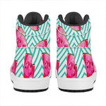 Teal Chevron Watermelon Pattern Print High Top Leather Sneakers