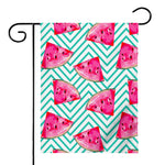 Teal Chevron Watermelon Pattern Print House Flag