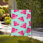 Teal Chevron Watermelon Pattern Print House Flag