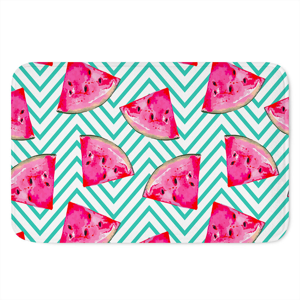 Teal Chevron Watermelon Pattern Print Indoor Door Mat