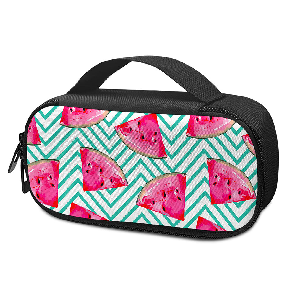 Teal Chevron Watermelon Pattern Print Insulin Cooler Travel Case