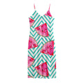 Teal Chevron Watermelon Pattern Print Jersey Midi Cami Dress