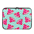 Teal Chevron Watermelon Pattern Print Laptop Sleeve