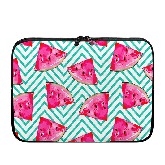 Teal Chevron Watermelon Pattern Print Laptop Sleeve