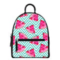 Teal Chevron Watermelon Pattern Print Leather Backpack
