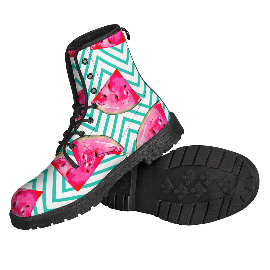 Teal Chevron Watermelon Pattern Print Backpack