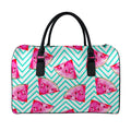 Teal Chevron Watermelon Pattern Print Leather Duffel Bag