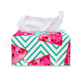 Teal Chevron Watermelon Pattern Print Leather Tissue Box Cover