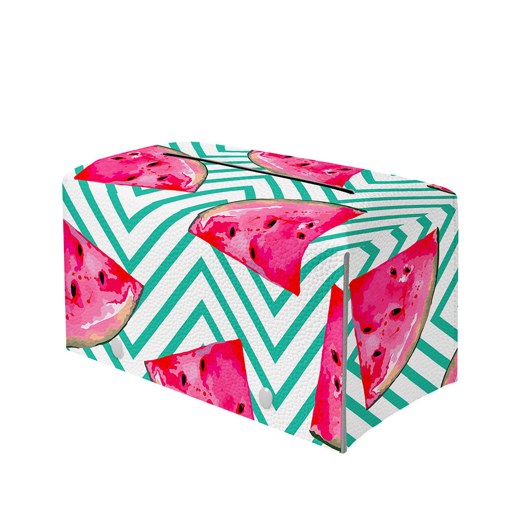 Teal Chevron Watermelon Pattern Print Leather Tissue Box Cover