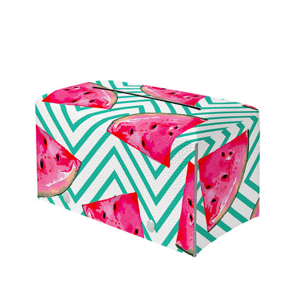 Teal Chevron Watermelon Pattern Print Leather Tissue Box Cover