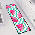 Teal Chevron Watermelon Pattern Print Long Kitchen Mat