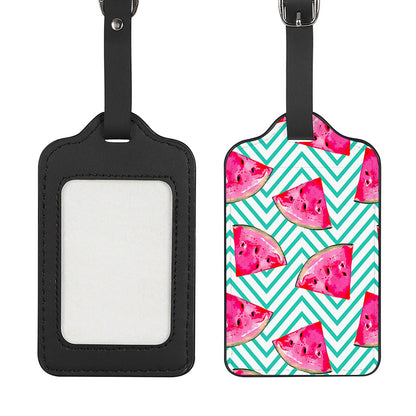 Teal Chevron Watermelon Pattern Print Luggage Tag