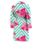 Teal Chevron Watermelon Pattern Print Men's Bathrobe