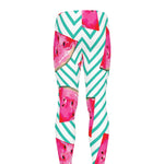 Teal Chevron Watermelon Pattern Print Men's leggings