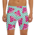 Teal Chevron Watermelon Pattern Print Men's Long Boxer Briefs