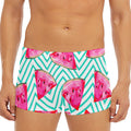 Teal Chevron Watermelon Pattern Print Men's Short Boxer Briefs