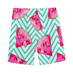 Teal Chevron Watermelon Pattern Print Men's Sports Shorts