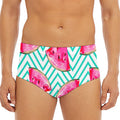 Teal Chevron Watermelon Pattern Print Men's Triangle Swim Briefs
