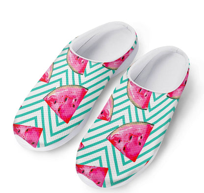 Teal Chevron Watermelon Pattern Print Mesh Casual Shoes