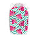 Teal Chevron Watermelon Pattern Print Mesh Laundry Hamper
