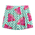 Teal Chevron Watermelon Pattern Print Mesh Shorts