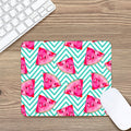 Teal Chevron Watermelon Pattern Print Mouse Pad