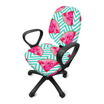 Teal Chevron Watermelon Pattern Print Office Chair Cover