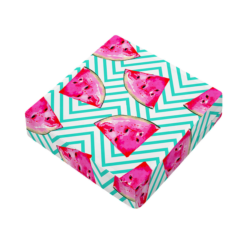 Teal Chevron Watermelon Pattern Print Outdoor Seat Cushion Cover