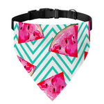 Teal Chevron Watermelon Pattern Print Over The Collar Dog Bandana