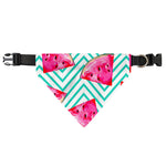 Teal Chevron Watermelon Pattern Print Over The Collar Dog Bandana