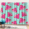 Teal Chevron Watermelon Pattern Print Pencil Pleat Curtains