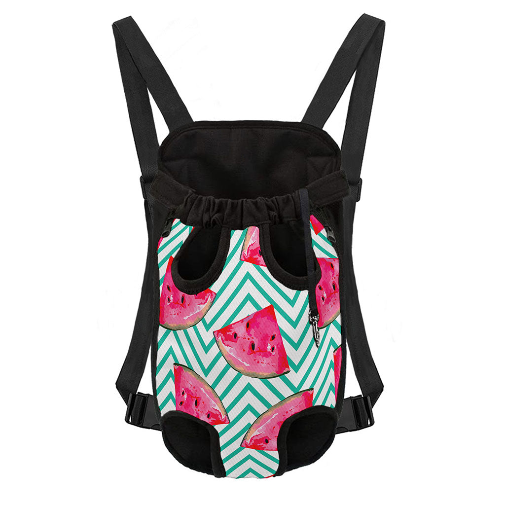 Teal Chevron Watermelon Pattern Print Pet Carrier Backpack