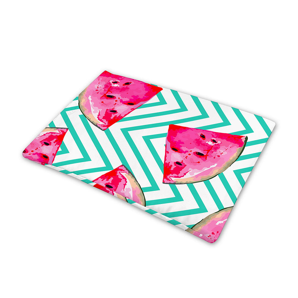 Teal Chevron Watermelon Pattern Print Pet Cooling Mat Cover