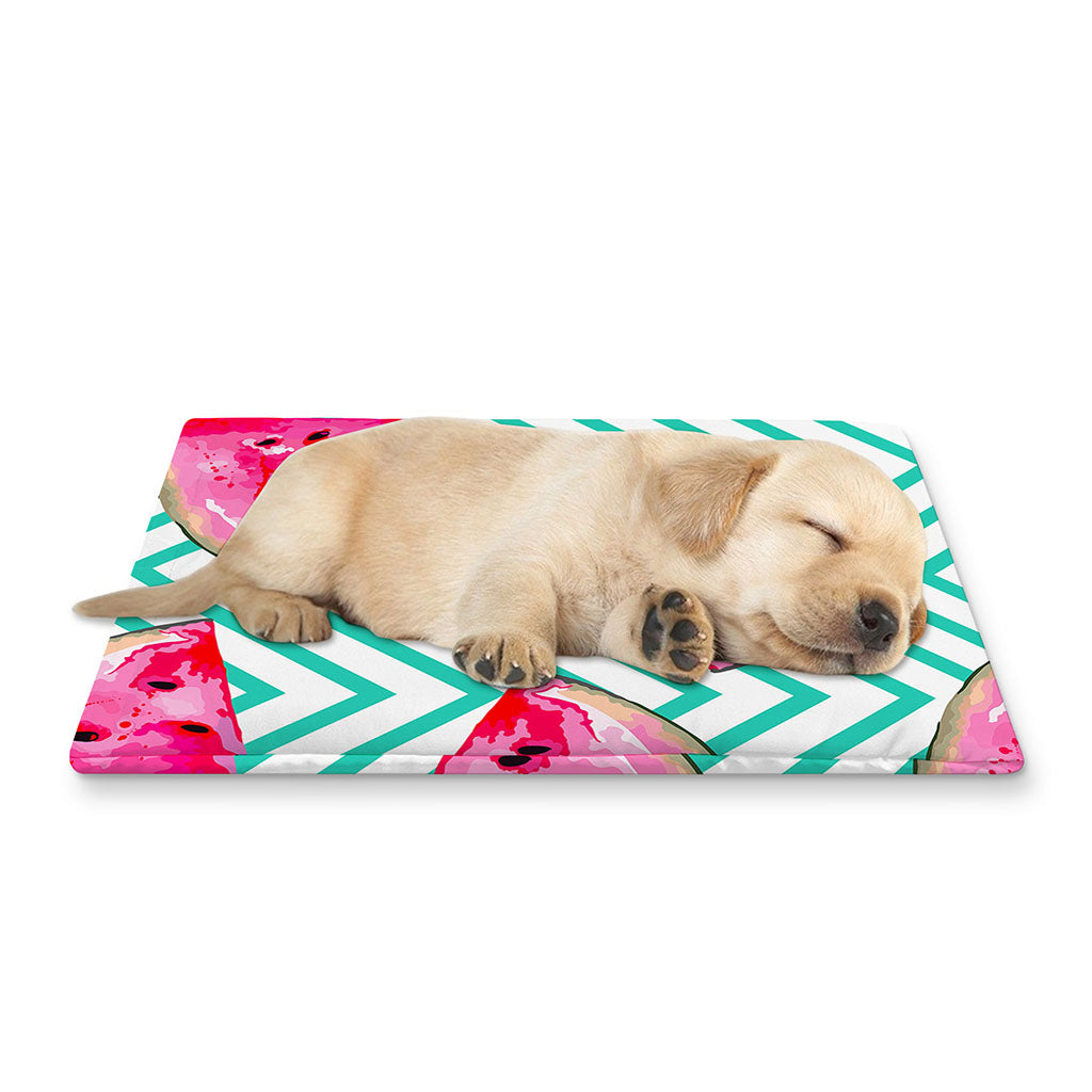 Teal Chevron Watermelon Pattern Print Pet Cooling Mat Cover