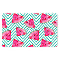 Teal Chevron Watermelon Pattern Print Polyester Doormat
